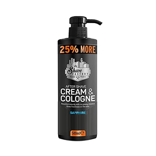 Image of The Shave Factory After Shave Cream & Cologne 2in1 500ml 25% MORE - For Professional Barbers/Hairdressers and Traditional Shaving Enthusiasts (Sapphire)