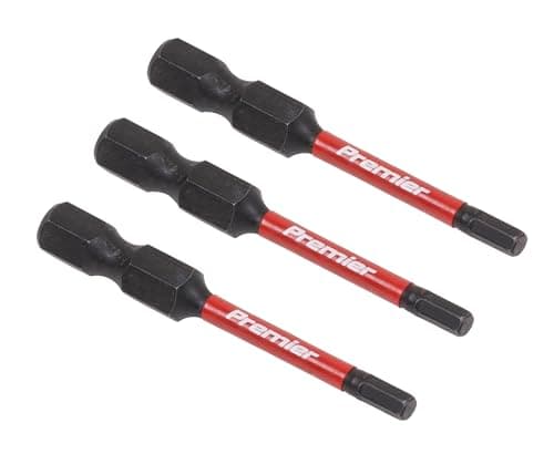 Image of Sealey 3pc 50mm Hex 3mm Impact Power Tool Bit Set - AK8236, Red