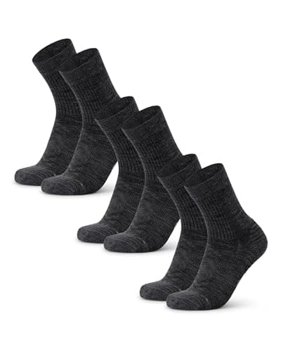 Image of DANISH ENDURANCE Walking Socks Merino Wool Lightweight, Anti Blister Hiking Socks, Breathable Trekking Socks, for Men & Women, Unisex, 3 Pack, Dark Grey 13-15