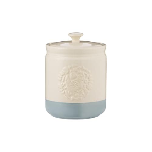 Image of Mason Cash Home to Roost 1L Utensil Holder Stoneware Folk-Inspired Hen and Cockerel Style, Kitchen Countertop Storage Jar, Durable, Everyday Kitchenware, Cream, Blue