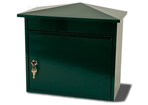 Image of Burg-Wachter MB15G Mersey Large Wall Mounted Galvanised Steel Post Box , Green 390mm x 347mm x 206mm