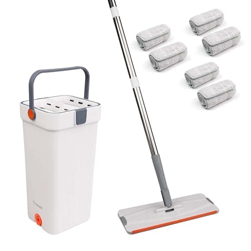 Image of Crystals Floor Mop and Bucket Set – Easy Flash Speed Mop with 6 Microfiber Washable Pads, Squeeze Flat Mop Bucket for Efficient Floor Cleaning, Ideal for Home, Kitchen, Bathroom & Multi-Surface Use