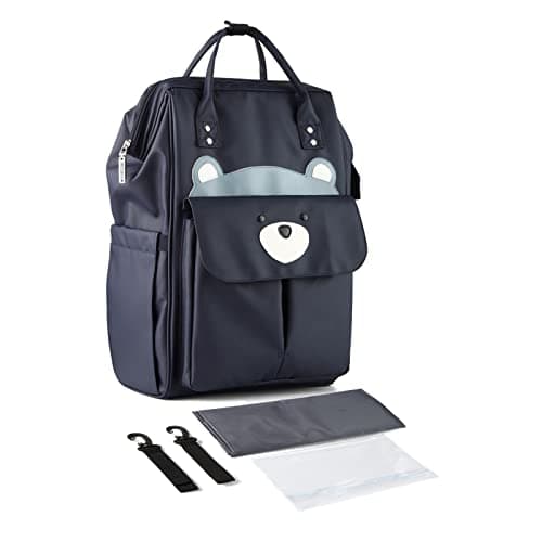 Image of SONARIN Stylish Large Capacity Baby Changing Bag Backpack,Multifunctional Waterproof Travel Diaper Bag Nappy Changing Bag with Changing Mat & Stroller Straps for Mom & Dad(Dark Blue)