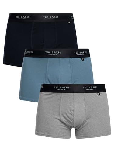 Image of Ted Baker Mens Trunks, Cotton, 3-Pack, (TBB02), Black/White/Grey, L