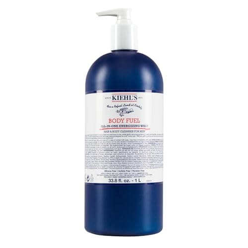 Image of Kiehl's Body Fuel Wash, Energising All-in-One Body Wash and Shampoo for Men with Menthol, Caffeine and Vitamin E, Head-to-Toe Invigorating Cleansing for Refreshed Clean Skin and Hair