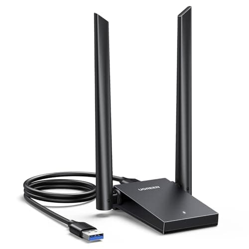 Image of UGREEN Wifi Dongle, AX1800 Wi-Fi 6 Dual 5dBi Antennas USB 3.0 Wireless Adapter, Dual Band 5GHz/2.4GHz Network USB Wifi Adapter for PC/Laptop,Change wired connection into Hotspot,Supports Windows 11/10