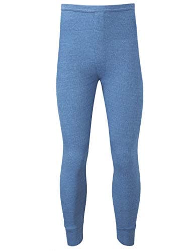 Image of 1x Pair of Mens Thermal Long Johns - Brushed Inside for Extra Warmth (Medium, Blue)