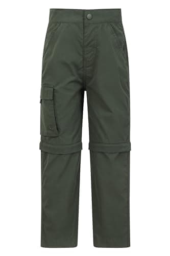 Image of Mountain Warehouse Active Kids Convertible Trousers -Shrink & Fade Resistant, Fast Dry, Zip Off Casual Bottoms, Boys & Girls - Spring Summer, Camping, Travel Khaki Kids Size 9-10 Years