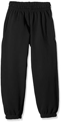 Image of Fruit of the Loom Unisex Kids Elasticated Cuff Classic Jog Pants, Black, 9-11 YEARS (Manufacturer Size: 140)