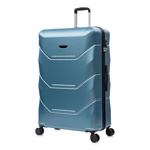 Image of Rocklands® Extra Large Suitcase 32 Inch Hard Shell Thick ABS with TSA Lock 4 Dual Spinner Wheels Lightweight Luggage Durable Travel Trolley Case, Ice Blue