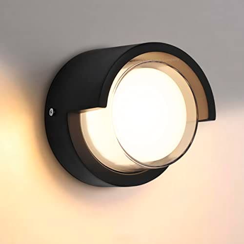 Image of Long Life Lamp Company Round LED Wall Light Outdoor IP54 Opal Diffuser Warm White 12w Modern Black Wall Sconce ZLC361B