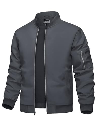 Image of TACVASEN Bomber Jacket Mens Lightweight Summer Autumn Jacket Casual Sport Coat Baseball Jacket Windbreaker Grey XXL
