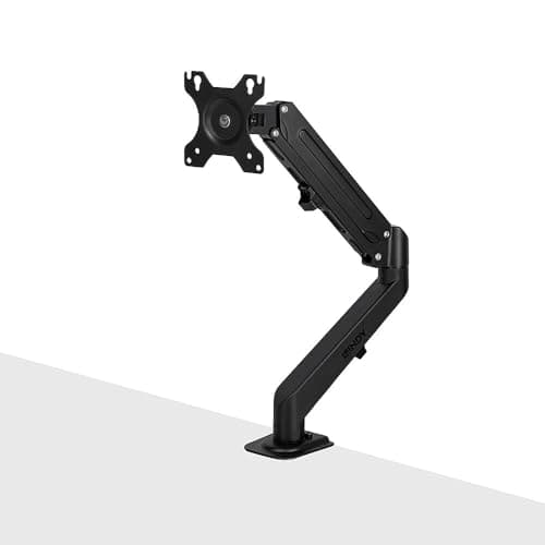 Image of Lindy Single Monitor Arm Desk Mount for 17" to 27" Screen, Gas Spring Single Monitor Stand, Tilt Swivel Rotate, Weight 10KG, Height Adjustable Vesa 75 & 100mm, Black
