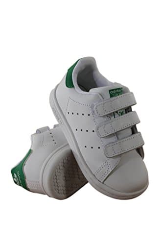 Image of adidas Originals Boy's Baby-Girl's Stan Smith Cloudfoam Sneaker, Footwear White/Footwear White/Green, 6.5 UK Child