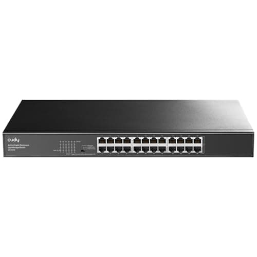 Image of Cudy GS1024E 24 Port Light Smart Managed Gigabit Switch, Plug & Play, Sturdy Metal, Shielded Ports QoS, VLAN, IGMP LAG, Rack-Mountable Steel Case