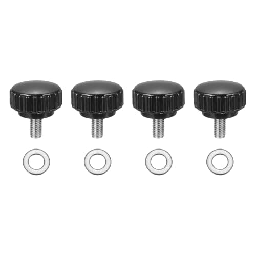 Image of sourcing map 4Pcs Knurled Clamping Knobs, M5 x 10mm Metric 304 Stainless Steel Male Thread Thumb Screws 22mm Width Knurled Handle Bolts Grip with Washers for Machine Umbrella Base Replacement