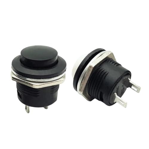 Image of 2pc Black Momentary Push Button Switches – 12v 5A for Screen Wash/Horn for Kit & Classic Cars