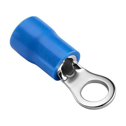 Image of Heschen Ring Terminal Crimp Connectors Vinyl Insulated Wire Electrical Connector, RV2-4, Stud Size #8, for 1.5-2.5mm² (16-14 AWG), Blue, 100Pack