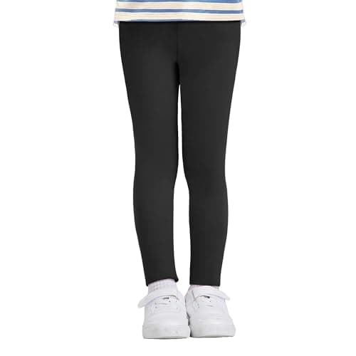 Image of Nlieanuc Girls Leggings - Full Length Soft Stretchy Kids Leggings for Age 4-12 Years Thermal Warm Tights Winter Trousers for Children School Dance Play Casual Wear