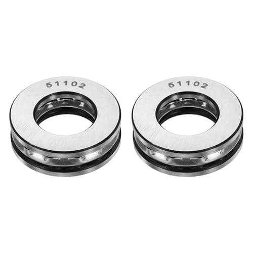 Image of sourcing map 2Pcs Thrust Ball Bearings, 15mm Bore 28mm OD 9mm Thick 51102 Single Row Roller, Chrome Steel Axial Ball Bearing, ABEC5