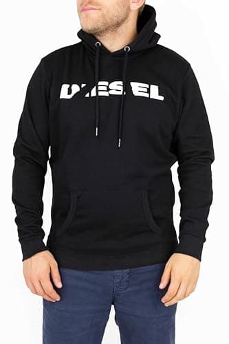 Image of Diesel S-Agnes Black Overhead Logo Hoodie - Large
