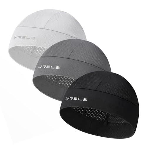Image of WRELS 3 Pieces Cooling Helmet Liner Skull Cap for Men Women,Sweat Wicking Cycling Running Head Cap Sports Hat for Outdoors