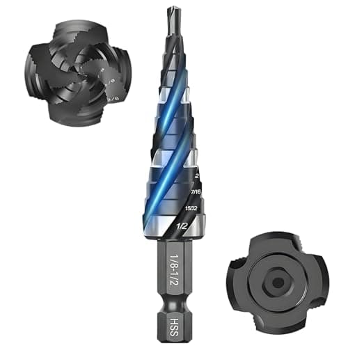 Image of KASAFE Step Drill Bit - Precision 4-Flute Spiral Flute, 1/8"-1/2", M35 Cobalt HSS TiAlN Coated, Impact Ready Hex Shank for Metal/Stainless Steel/Wood/Plastic