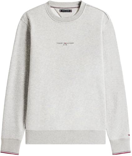 Image of Tommy Hilfiger Men’s Tipped Round Neck Sweatshirt, Grey (Light Grey Heather), M