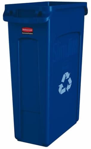 Image of Rubbermaid Commercial Products Slim Jim Vented Container | Tall Plastic Recycling Waste Bin for Kitchen & Office Areas | 87 l, Blue