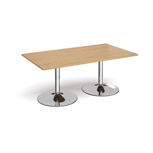 Image of Mr Office Trumpet base rectangular boardroom table - chrome frame, Oak, 1800
