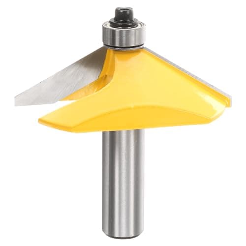 Image of sourcing map 60 Degree Chamfer Router Bit 1/2 Inch Shank 0.7" Cutting Length Carbide Tip with Bearing for Woodworking Milling Cutter Tool, Yellow