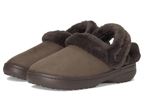 Image of Crocs Unisex-Adult Classic Unfurgettable Clogs, Fuzzy Slippers, Espresso Vegan Suede, 11 UK Men / 13 UK Women