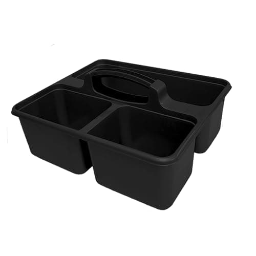 Image of Optimal Products 2 & 3 Sections Compartments Plastic Large Caddy Kitchen Cleaning Tools Carry Tray Tidy Organiser With Handle UK (3 Compartments Graphite)