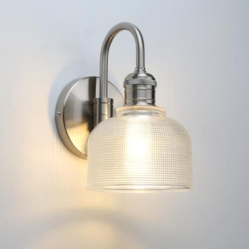 Image of Yosoan Vintage Textured Glass Sconce Wall Light Fitting, Industrial Wall Lights for Bedroom Loft Bar Kitchen Living Room Doorway (Brushed)