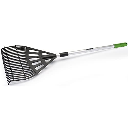 Image of Draper 910mm to 1350mm Adjustable Garden Rake | Telescopic Outdoor Leaf Gardening Hand Tool | Anodized Aluminium Handle |300mm working Width Lawn Levelling Grass Rake | 19776