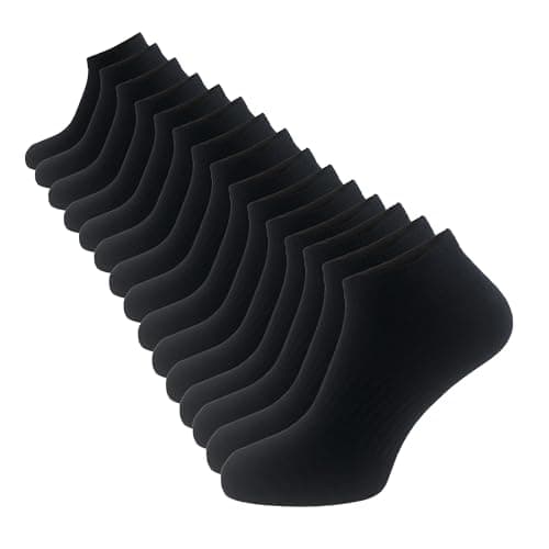 Image of The Essentials Wardrobe Ladies FCO 15 Pack Trainer Liner Socks - Black - UK 4-8/EU 37-42