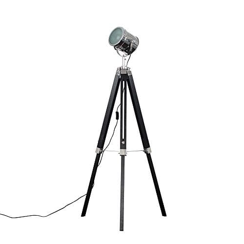 Image of MiniSun | Modern Matt Black and Chrome Studio Style Floor Lamp | Floor Lamps & Torchieres, Home Décor & Improvement Essential | Includes 6W LED Bulb [3000K Warm White]