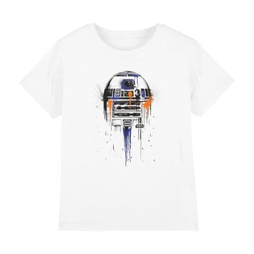 Image of Cotton Soul Star Wars R2D2 Paint Drip Kids T Shirt, White, 9-10 Years