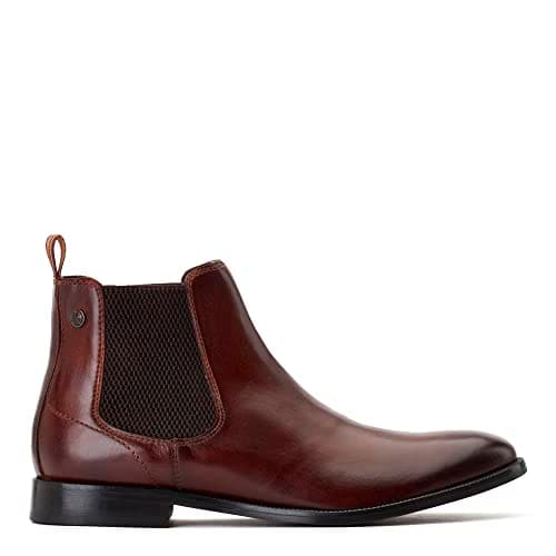 Image of Base London Mens Carson Burnished Tan Leather Chelsea Boots UK 6
