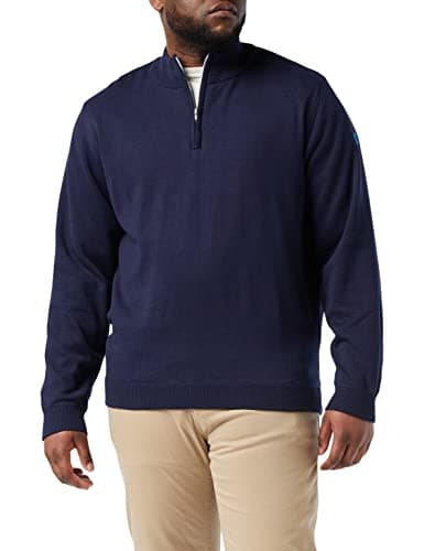 Image of Island GREEN Men's Men's 1/4 Zip Lined Knit Jumper Sweater, Navy/Marine, L UK