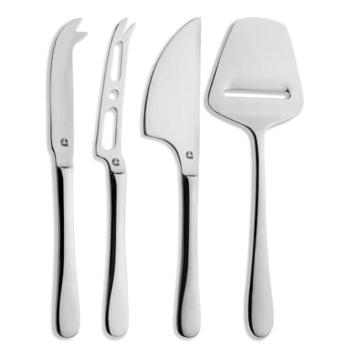 Image of Grunwerg Windsor Carded 4-Piece Stainless Steel Cheese Knife Set 4BXCHKWDR, 18/0 Stainless Steel, Silver