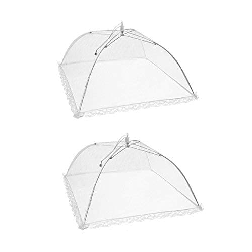 Image of 2 Pack Pop-Up Mesh Food Covers, 17 Inches Umbrella-Style Folding Mesh Food Cover Picnic Dome, Food Protector Tent Keep Out Flies, Bugs, Mosquitoes