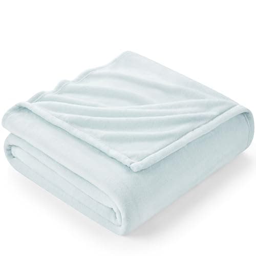 Image of EHEYCIGA Fleece Blanket Ice Blue Throws for Sofas Fluffy Warm Soft Blanket for Bed Settees Armchairs, Fit All Season, Single, 130x165cm