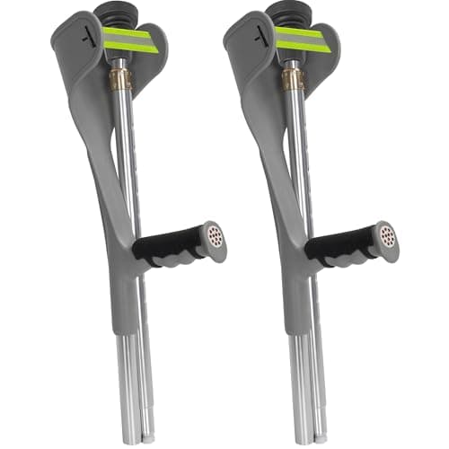 Image of Folding Forearm Crutches for Adults (Set of 2) - Adjustable & Lightweight Elbow Crutches with Cuffs, Travel Crutches with Anti-Slip Rubber Feet - Mobility and Walking Aids, Grey