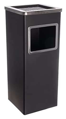 Image of Curvaso 30L Outdoor Rubbish Bin with Ashtray Lid Stainless Steel Commercial Waste Dustbin for Pub, Patio, Garden & Office (Black, Square)
