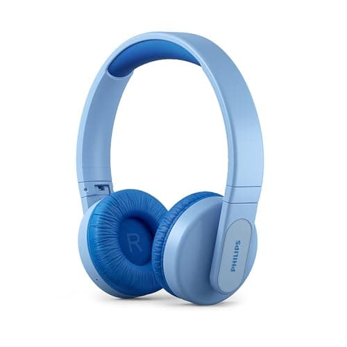 Image of Philips Kids Wireless On-Ear Headphones, Volume Limited Wireless Bluetooth Kids Headphones, Children Wireless Headphones, 28 Hours Play Time, Colourful Design & Lightweight, Blue with Lights