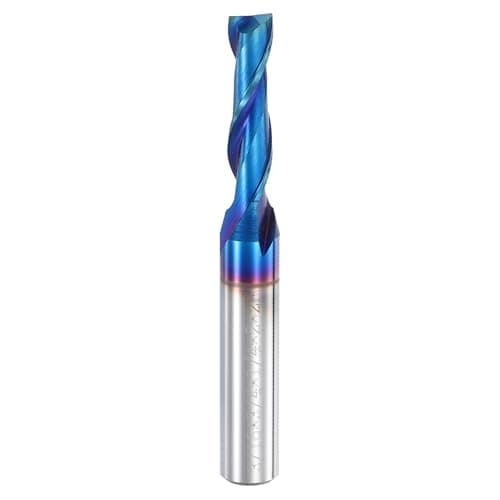 Image of sourcing map Spiral Router Bit, 3/16" Cut Dia. Up Cut 2-Flute Solid Carbide End Mill with 1/4" Shank for CNC Wood Carving, 3/4" Cut Length,Total Length 2" Blue Nano Coated
