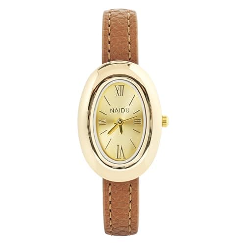 Image of APXEL Women's Leather Quartz Watch, Oval Classic Analogue Ladies Watch, Girls Analog Quartz Watches with Thin Strap, Two Hands, Premium Fashion Wrist Watch for Valentine's Gifts