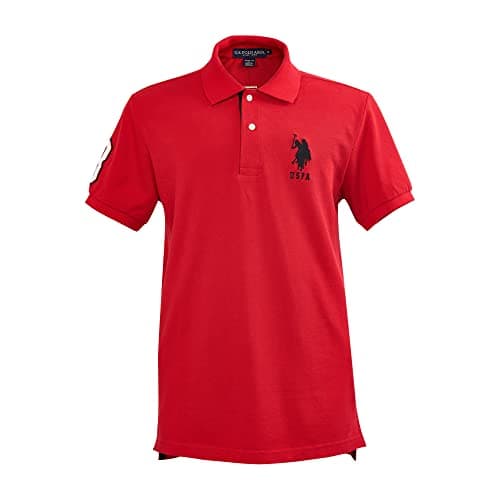 Image of U.S. Polo Assn. Men's Short-Sleeve Polo Shirt with Applique, Red, Medium