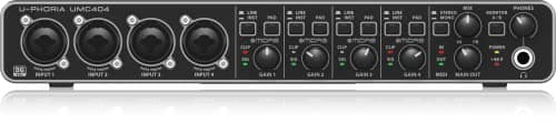 Image of Behringer UMC404HD Audiophile 4x4, 24-Bit 192 kHz USB Audio/MIDI Interface with Midas Mic Preamplifiers for Recording Microphones and Instruments